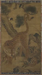 Hängende Schriftrolle: Tiger und Junge, Korea oder China, Choson-Periode oder Ming-Dynastie, 18. Jahrhundert oder 15.-16. Jahrhundert